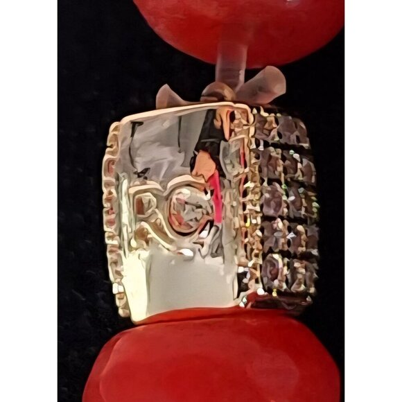 Rustic Cuff Red Agate Beaded Bracelet With Gold Charm-Excellent Used Condition - Picture 7 of 7